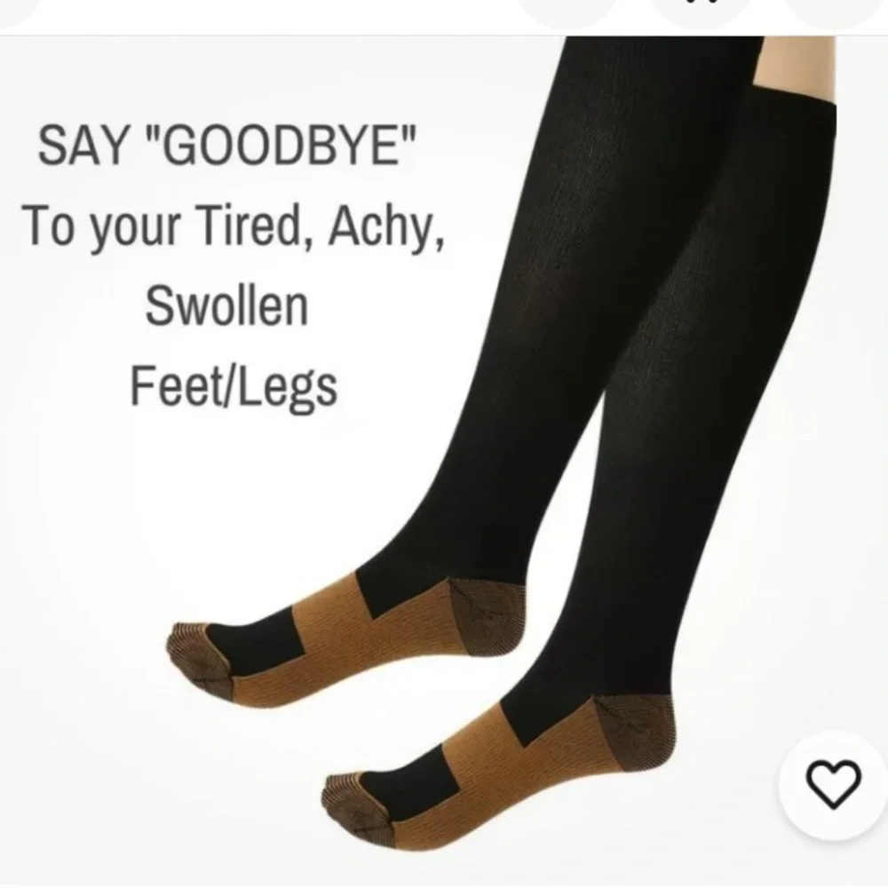 Copper Fit Energy Compression Socks Unisex-2 Pair (Black,S/M Men 6-9/Women 7-10)